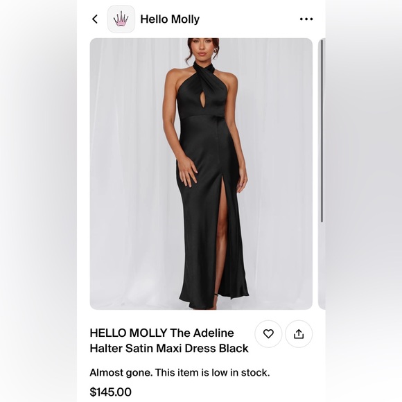 Bridesmaid dress - black satin - Picture 1 of 5